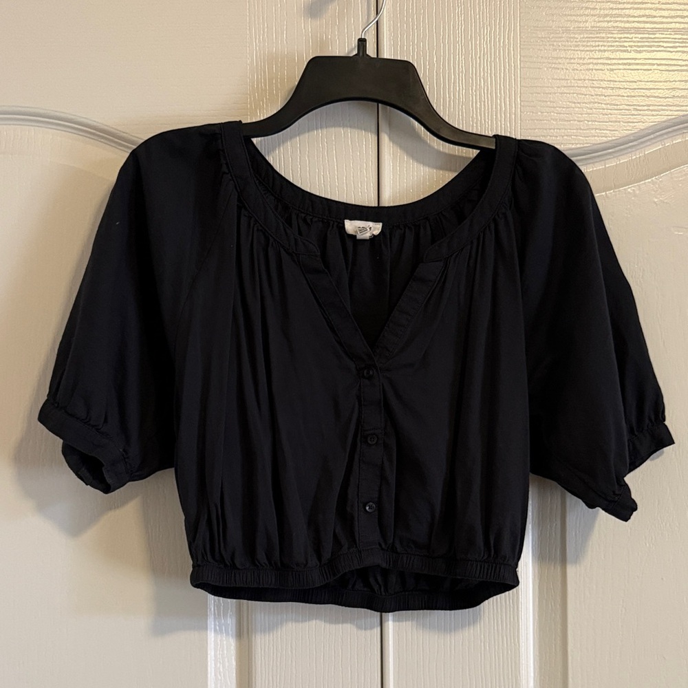 Aerie Linen Blend Black Women's Crop Top